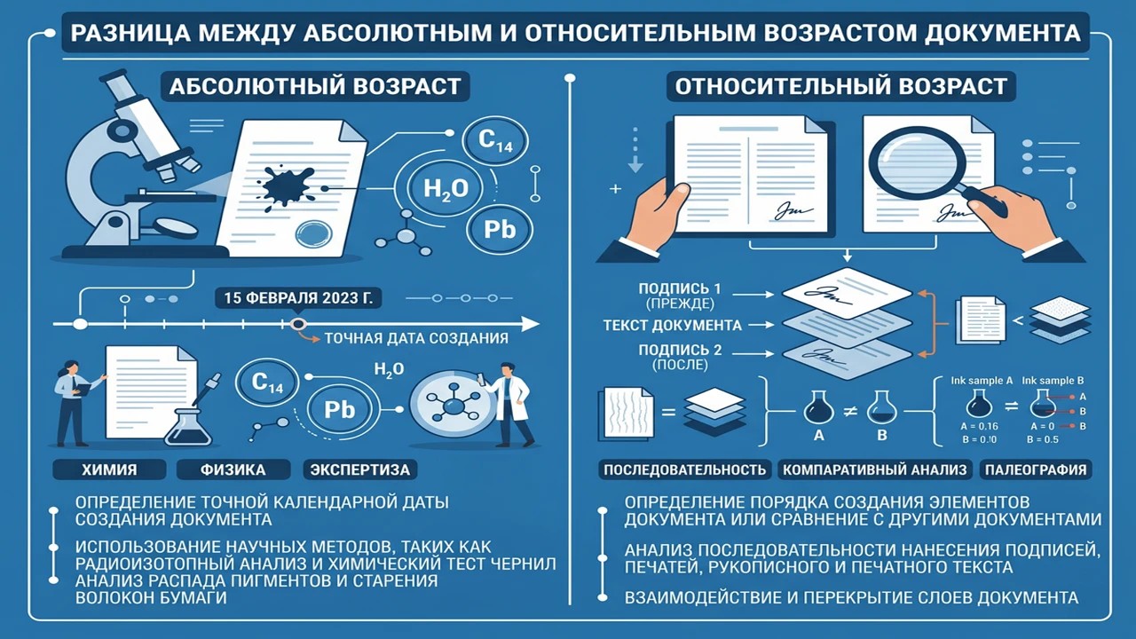 Инфографика: методы установления давности документа