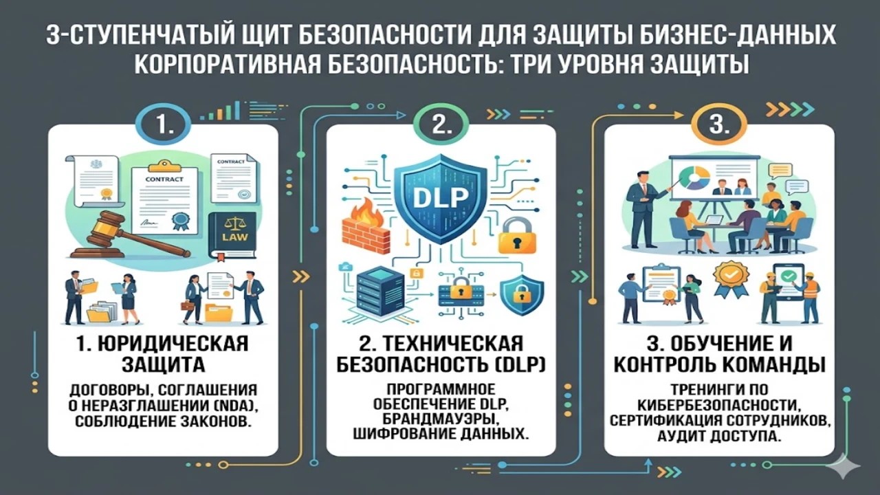 Инфографика: 3 уровня защиты коммерческой тайны и клиентской базы